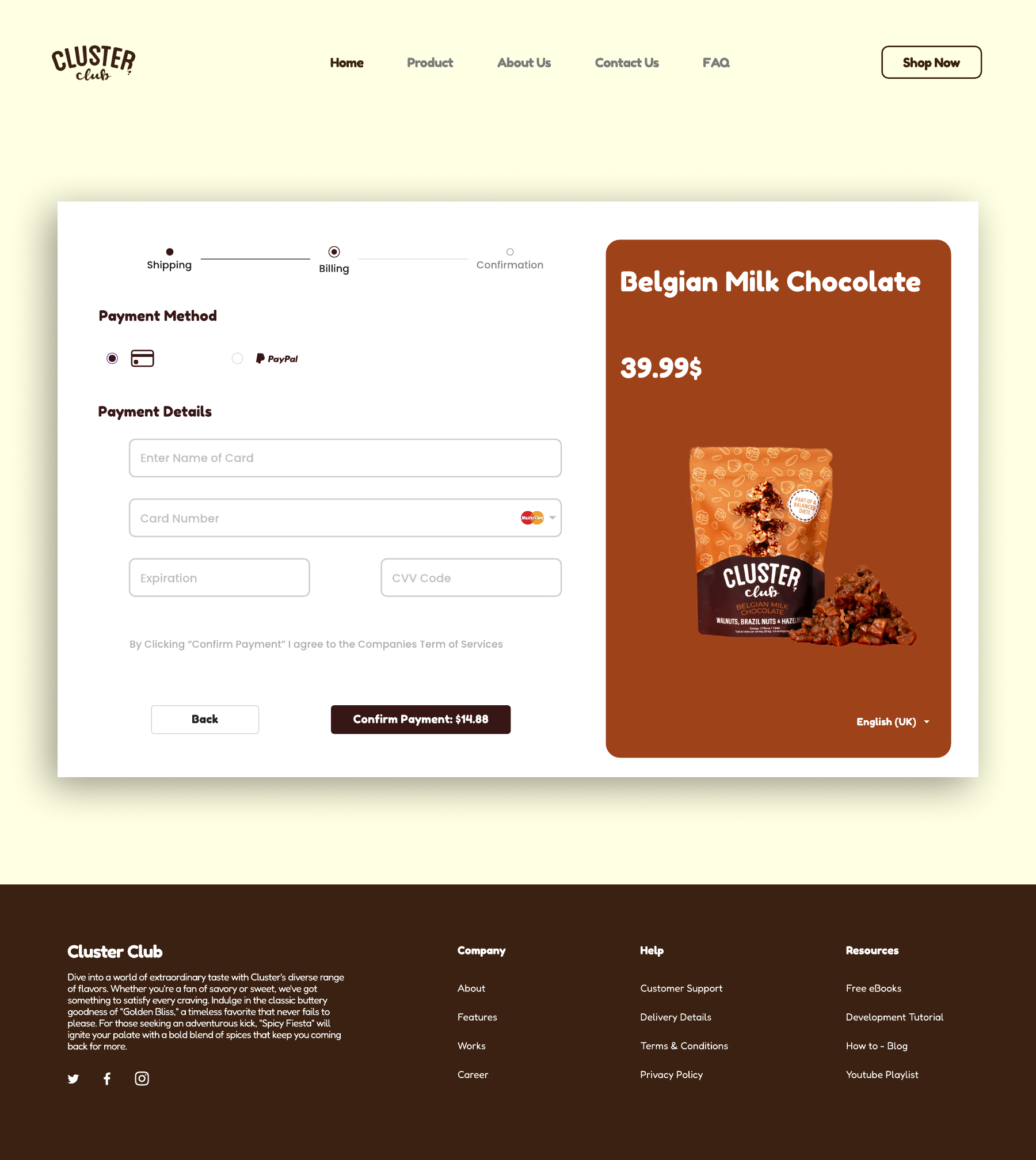 Cluster Club checkout - Belgian Milk Chocolate variant