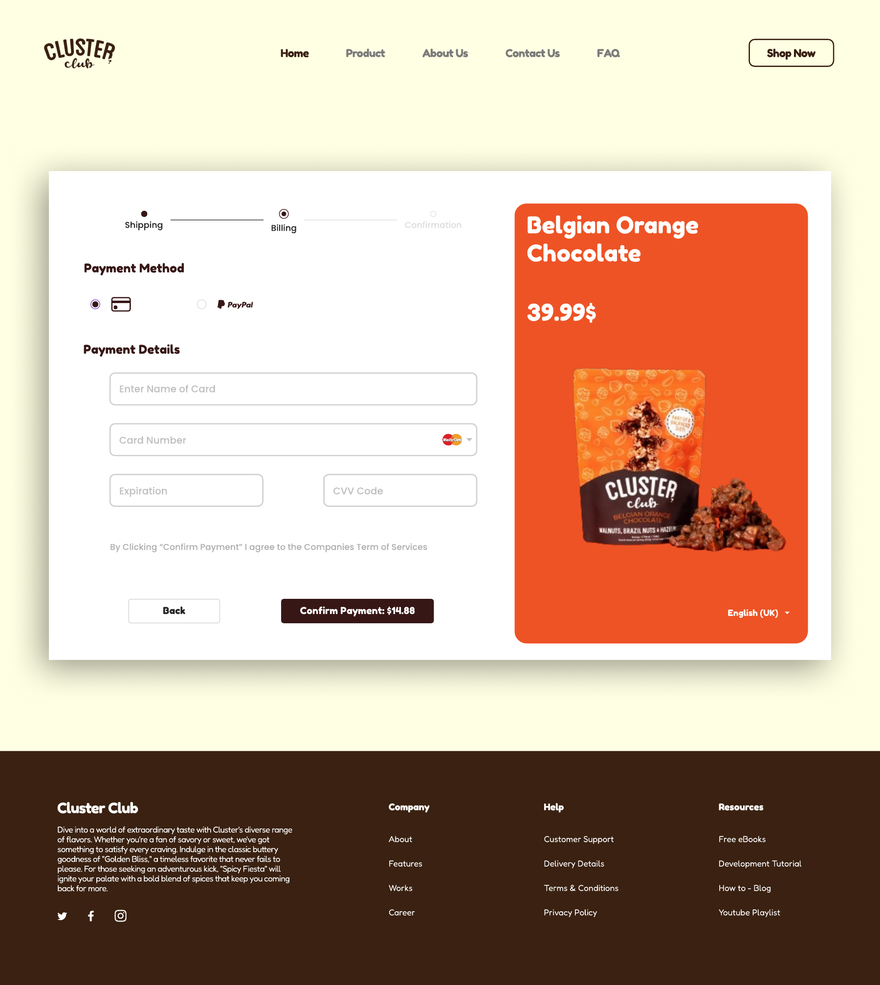 Cluster Club checkout - Belgian Orange Chocolate variant