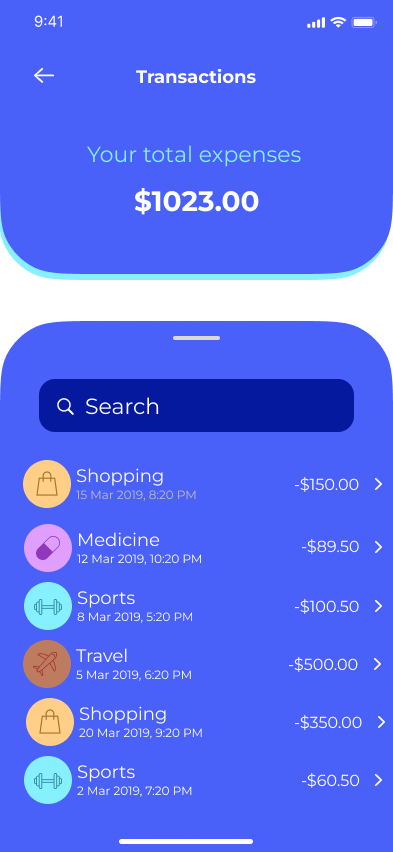 Finance Banking App transactions